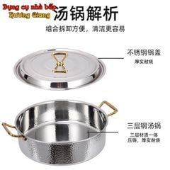 Nồi Lẩu Inox 304 Cao Cấp 3 Lớp Phong Cách Hàn Quốc GDNB-6