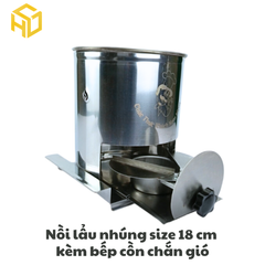 Nồi lẫu nhúng xiên que size 18cm kèm bếp cồn chăn gió | Nồi lẩu Shabu