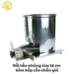 Nồi lẫu nhúng xiên que size 18cm kèm bếp cồn chăn gió | Nồi lẩu Shabu