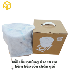 Nồi lẫu nhúng xiên que size 18cm kèm bếp cồn chăn gió | Nồi lẩu Shabu