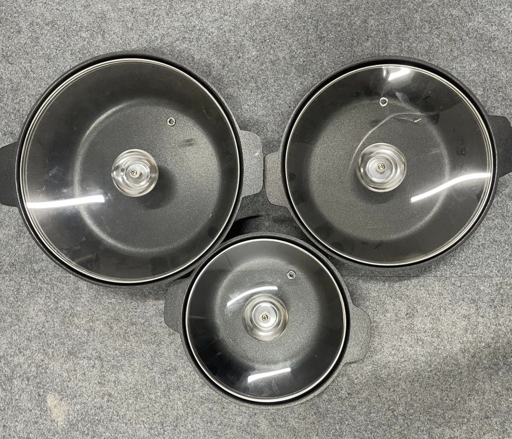 Nồi Nhôm Đúc Chống Dính Nắp Kính Cao Cấp Dành Cho Nhà Hàng, Quán Ăn - Nhiều Size | Nồi Nhôm Chất Lượng