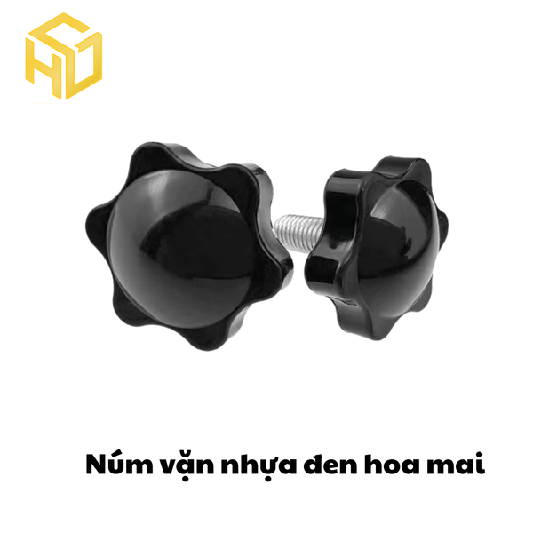 Bộ 5 Núm vặn nhựa bóng | Núm vặn tay bông mai nhựa ren M5 M6