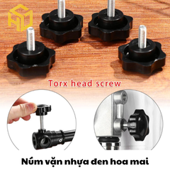 Bộ 5 Núm vặn nhựa bóng | Núm vặn tay bông mai nhựa ren M5 M6