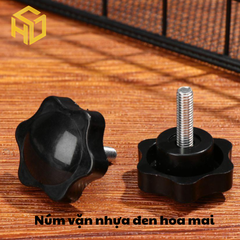 Bộ 5 Núm vặn nhựa bóng | Núm vặn tay bông mai nhựa ren M5 M6
