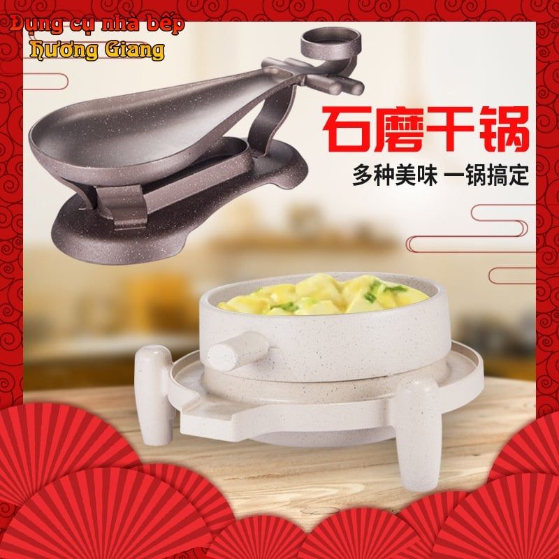 Bộ Chảo Nướng Xào Kèm Bếp Cồn Hợp Kim Nhôm Hình Cối Xay Và Cây Đàn Tì Bà GDNB-33