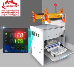 Máy dán khay hộp thực phẩm bán tự động, máy dán khay thực phẩm giá rẻ