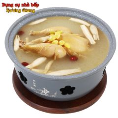 GDNB-60 Thố Nhôm Đúc Chống Dính Có Nắp Kính Kèm Bếp Cồn Nến Hâm Nóng Phong Cách Trung Hoa