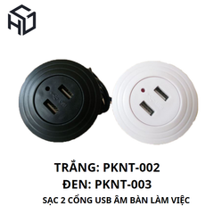 (PKNT-002) Ổ Cắm 2 USB Type A Âm Bàn Làm Việc |  phụ kiện nội thất thông minh | Ổ cắm USB gắn vào nội thất