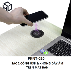 (PKNT-020) Sạc Không Dây Tích Hợp Sạc USB Type A (2 Cổng) nhấn nhã gắn Trên nội thất |Phụ kiện nội thất thông minh