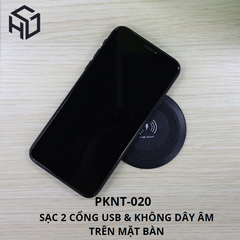 (PKNT-020) Sạc Không Dây Tích Hợp Sạc USB Type A (2 Cổng) nhấn nhã gắn Trên nội thất |Phụ kiện nội thất thông minh
