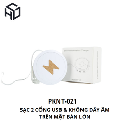 (PKNT-021) Sạc Không Dây Tích Hợp Sạc USB Type A (2 Cổng) gắn trên nội thất| Phụ kiện nội thất thông minh