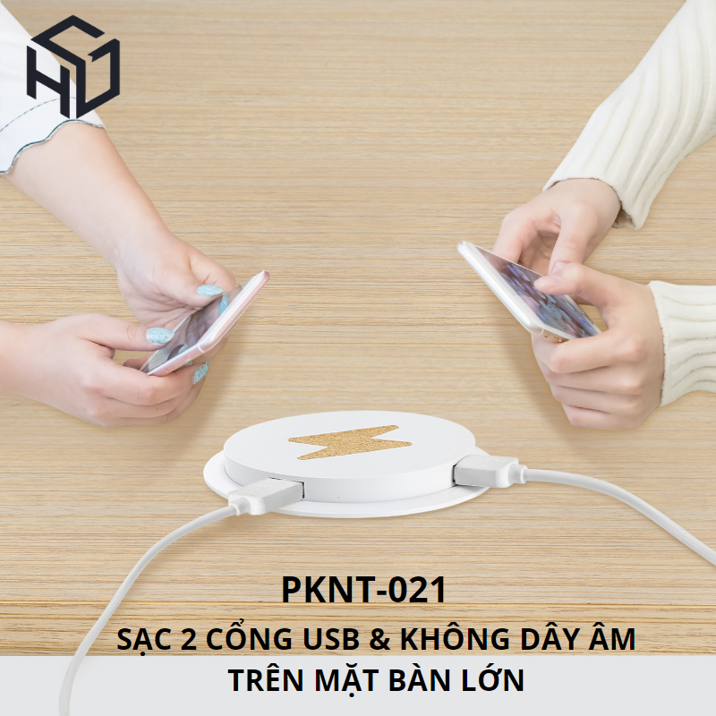 (PKNT-021) Sạc Không Dây Tích Hợp Sạc USB Type A (2 Cổng) gắn trên nội thất| Phụ kiện nội thất thông minh