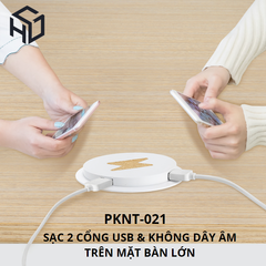 (PKNT-021) Sạc Không Dây Tích Hợp Sạc USB Type A (2 Cổng) gắn trên nội thất| Phụ kiện nội thất thông minh