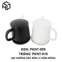 (PKNT-009) Sạc Không Dây Kèm Ly Hâm Nóng | Phụ kiện nội thất thông minh