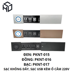 (PKNT-015) Sạc Không Dây Tích Hợp Cổng USB Type A Kèm Ổ Cắm 220V|Phụ kiện nội thất thông minh