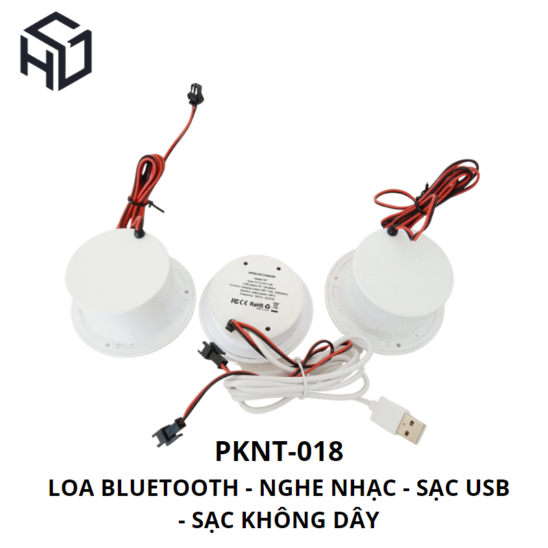 (PKNT-018) Loa Bluetooth Tích Hợp Sạc Không Dây, Cổng USB Type A|Phụ kiện nội thất thông minh