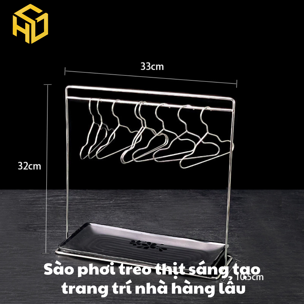 Khung treo móc thịt trang trí | Sào phơi móc thịt trang trí bàn tiệc cho nhà hàng lẩu sáng tạo 2024