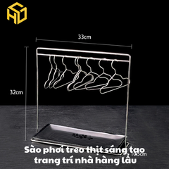 Khung treo móc thịt trang trí | Sào phơi móc thịt trang trí bàn tiệc cho nhà hàng lẩu sáng tạo 2024