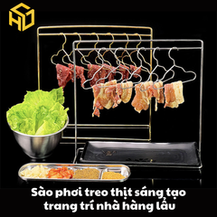 Khung treo móc thịt trang trí | Sào phơi móc thịt trang trí bàn tiệc cho nhà hàng lẩu sáng tạo 2024
