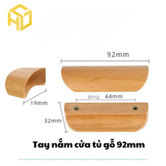 Bộ 2 Tay Nắm Ngăn Kéo Tủ Bằng Gỗ Trơn 32x19x92 mm