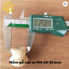 Bộ 5 Tay núm gỗ tròn cao su M4- 20 x ​​25MM chưa sơn đã cấy ren M4