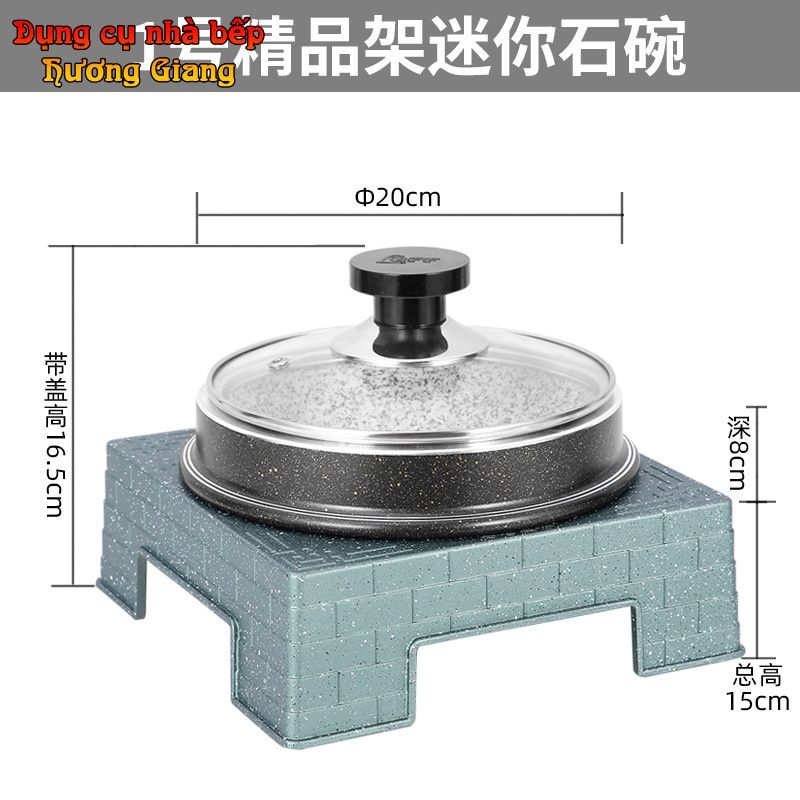Thố Đá nắp kính Kèm Bếp Cồn Hợp Kim Nhôm Hàn Quốc GDNB-27