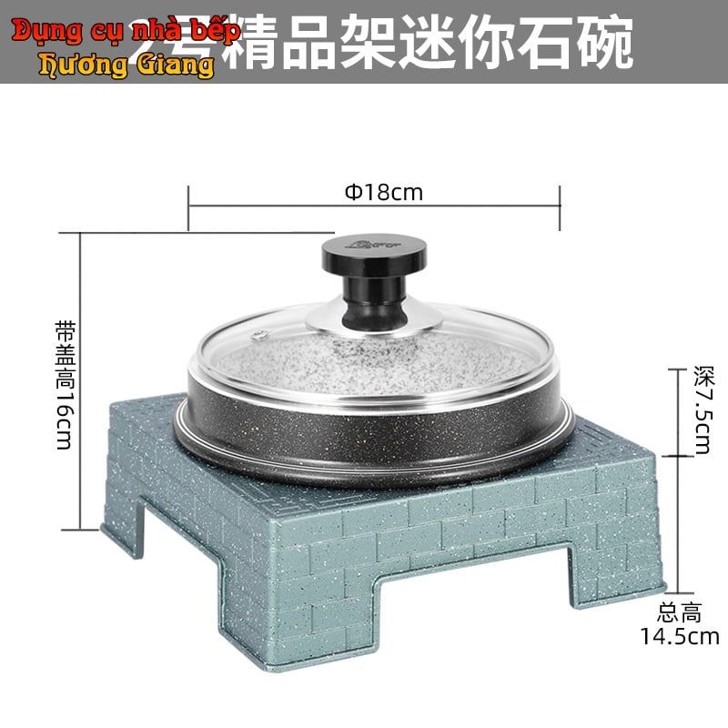 Thố Đá nắp kính Kèm Bếp Cồn Hợp Kim Nhôm Hàn Quốc GDNB-27