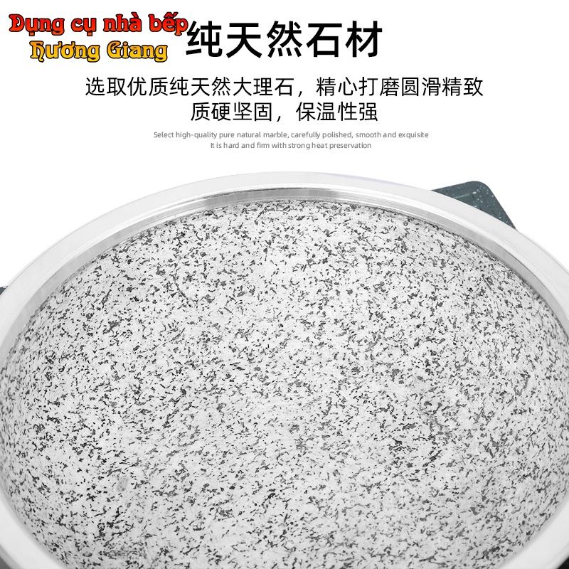 Thố Đá nắp kính Kèm Bếp Cồn Hợp Kim Nhôm Hàn Quốc GDNB-27