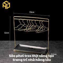 Khung treo móc thịt trang trí | Sào phơi móc thịt trang trí bàn tiệc cho nhà hàng lẩu sáng tạo, tặng kèm 10 móc