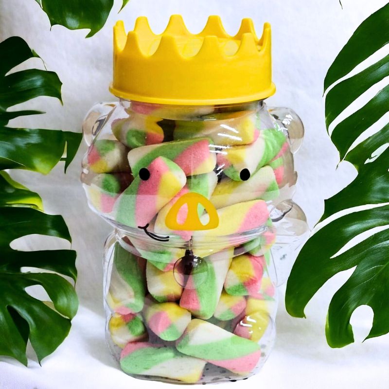 Hủ nhựa PET hình nhân vật Siêu Nhân Lợn in 2 màu đáng yêu - Hủ nhựa đựng bánh kẹo đồ ăn vặt cho quán trà sữa - HEO500