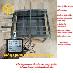 Máy nướng thịt tự động vỏ inox 6 xiên motor 6.5W – sạch đẹp, dễ lau chùi – nướng thịt xiên, gà vịt