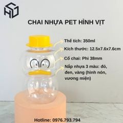 Chai Nhựa PET 350ml | Chai nhựa đựng trà sữa hình con Vịt đáng yêu 350ml