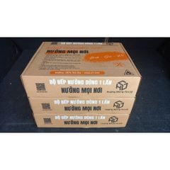Bếp nướng than dùng 1 lần tiện lợi đầy đủ than,mồi than,vỉ nướng, kẹp gắp, cọ quét, xiên tre