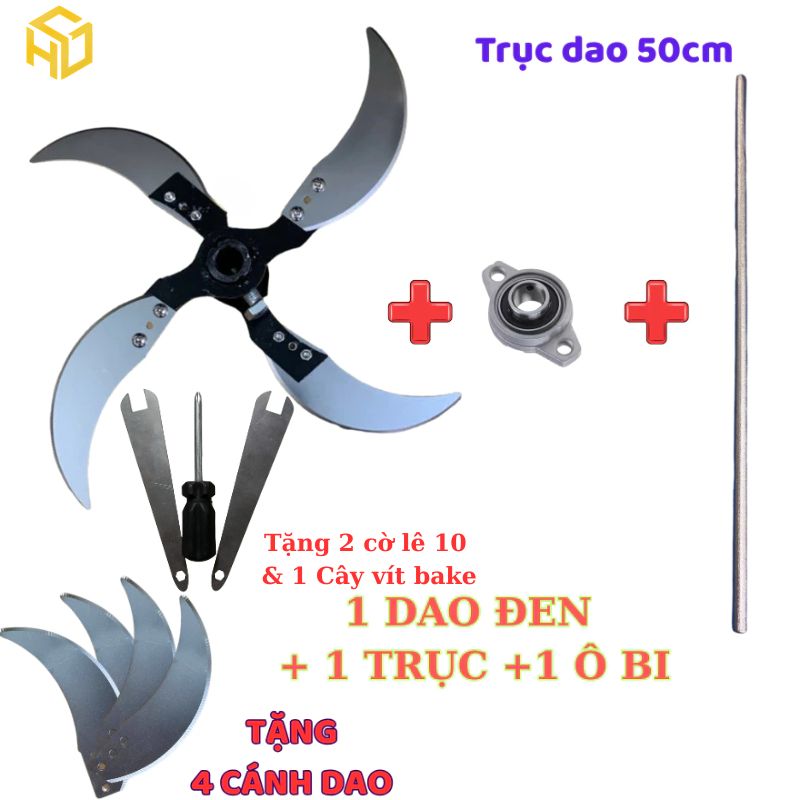Dao xay rau củ làm thức ăn cho gia cầm gia súc loại cán dao thép đen (Tặng kèm 4 dao)