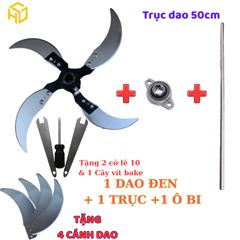 Dao xay rau củ làm thức ăn cho gia cầm gia súc loại cán dao thép đen (Tặng kèm 4 dao)