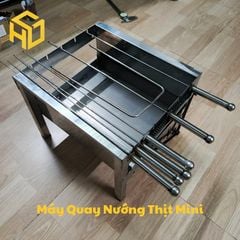 Máy nướng thịt tự động, bếp nướng than hoa ngoài trời tặng kèm 5 xiên thịt, xiên 3 chỉa nướng gà vịt