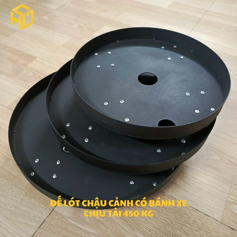 [CHÍNH HÃNG] Đế Đẩy Chậu Cây Có 4 Bánh Xe Cắt CNC Nguyên Tấm Sơn Tĩnh Điện Chống Gỉ Chịu Tải 450kg
