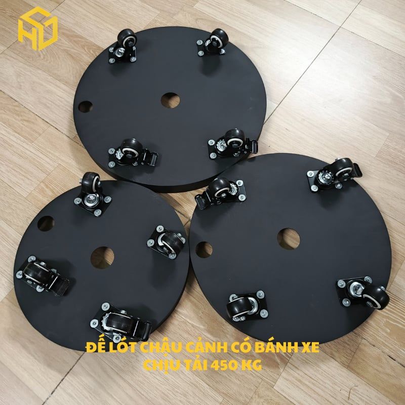 [CHÍNH HÃNG] Đế Đẩy Chậu Cây Có 4 Bánh Xe Cắt CNC Nguyên Tấm Sơn Tĩnh Điện Chống Gỉ Chịu Tải 450kg