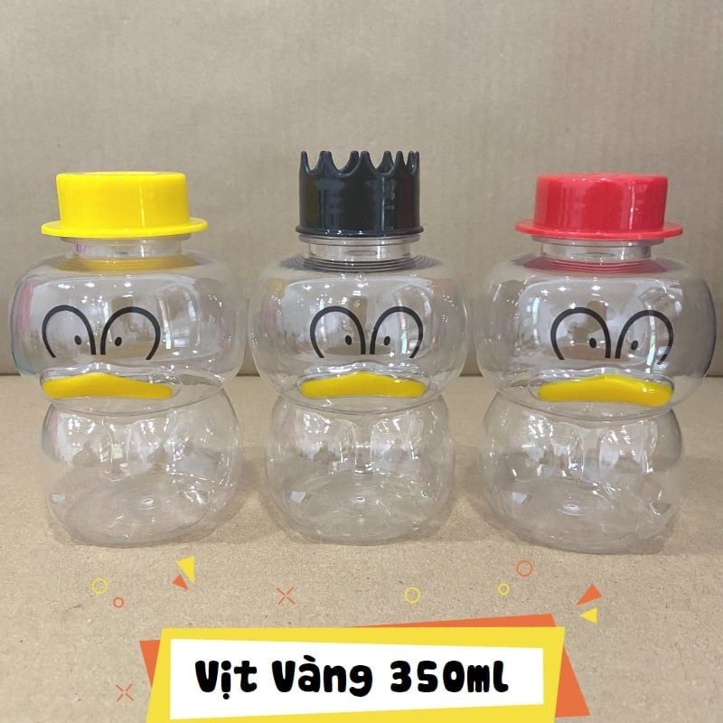 Chai Nhựa PET 350ml | Chai nhựa đựng trà sữa hình con Vịt đáng yêu 350ml