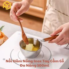Chiếc Nồi Nhỏ 300ml Inox Tay Cầm Gỗ 