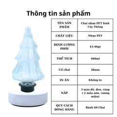 Giá Sỉ Chỉ Từ 1 Bành 60 chai nhựa PET 400ml  đựng trà sữa, nước ép, bánh kẹo  hình Cây thông Noel