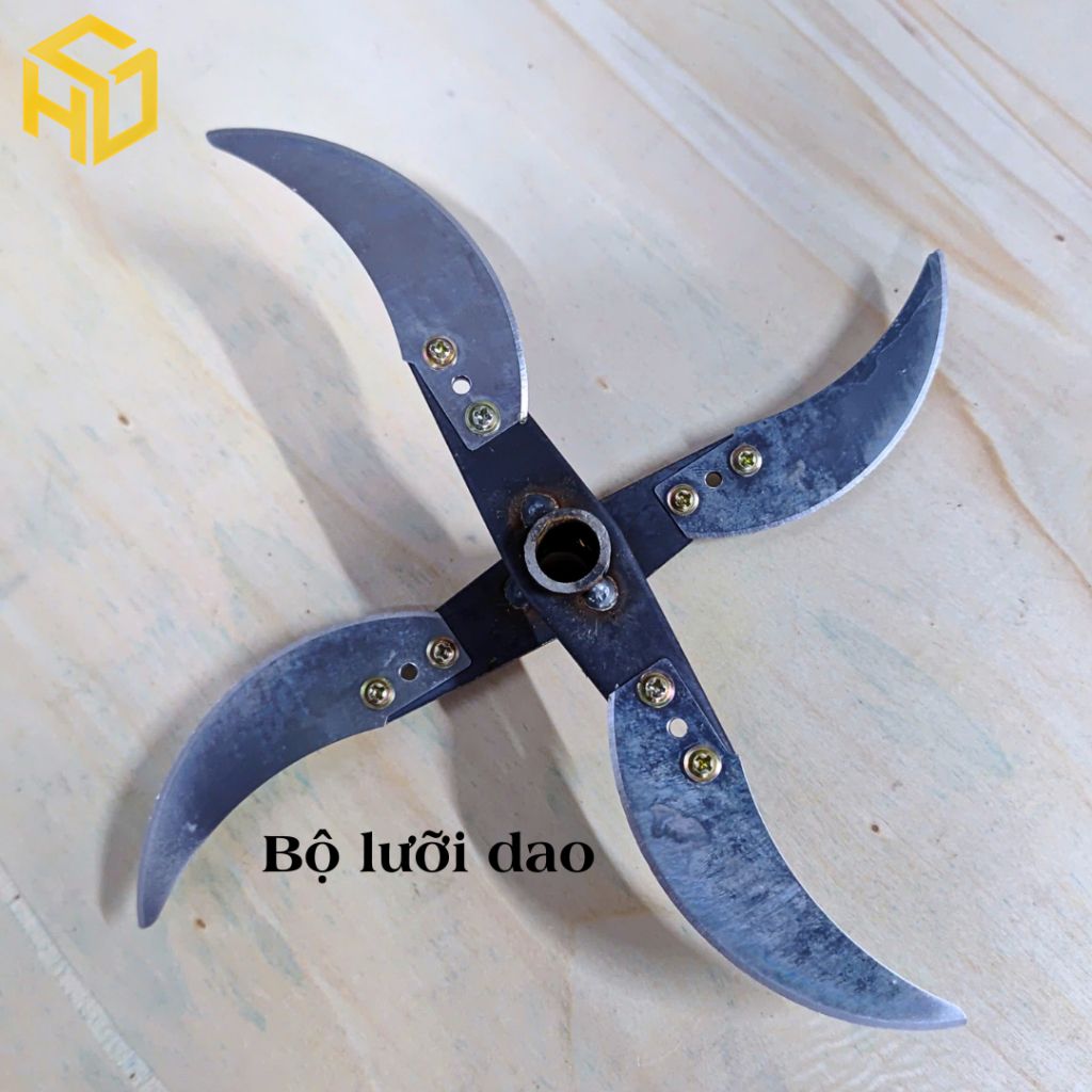 Combo Bộ Dao Xay Rau Củ Gia Đình–Trục Inox 304 Dài 50cm+Gối Đỡ + Dao Xay Sắc Bén – Tặng Kèm 4 dao