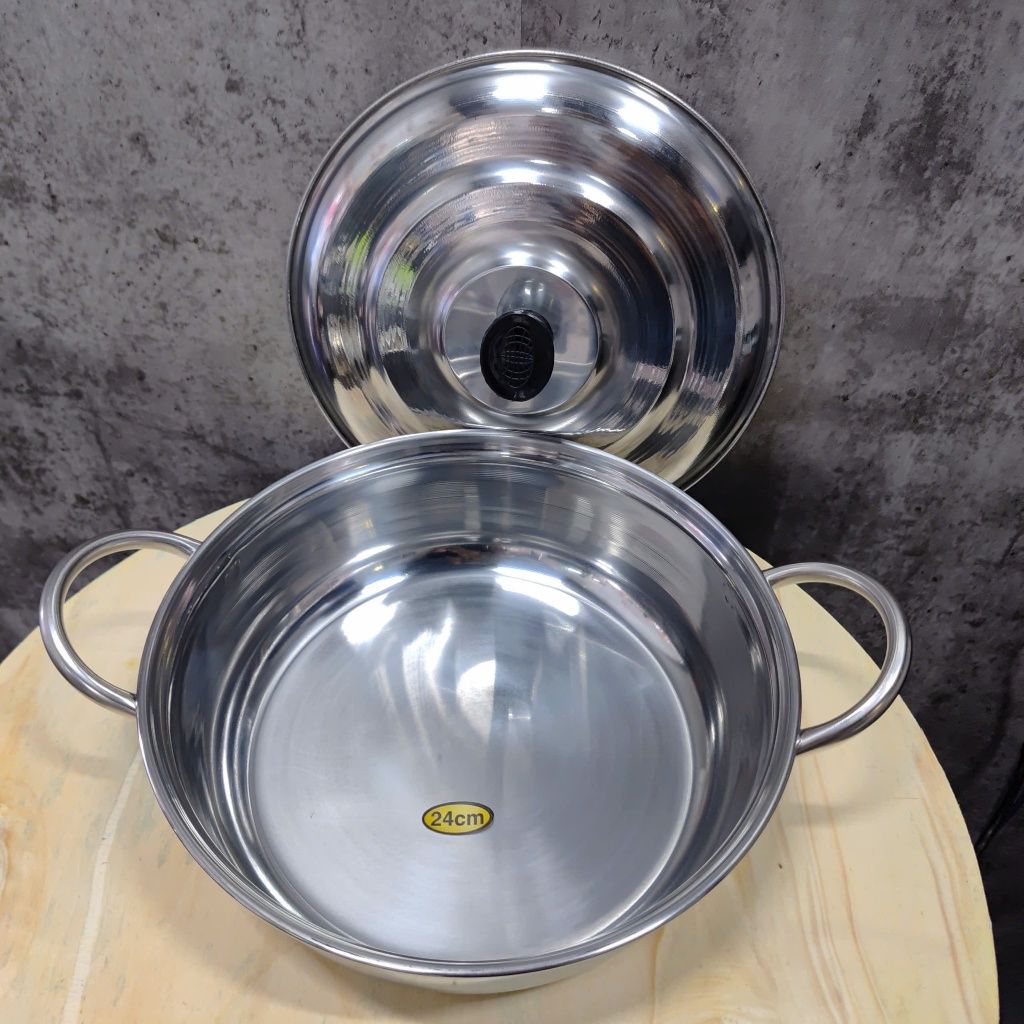 Nồi lẩu inox Hương Giang cao cấp cho nhà hàng, quán ăn dày 5 dem, nắp inox
