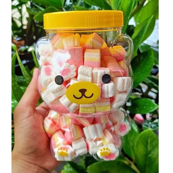 Hũ Nhựa PET Hình Gấu 1000ml – Hũ đựng bắp rang bơ, rau câu, bánh kẹo làm quà tết