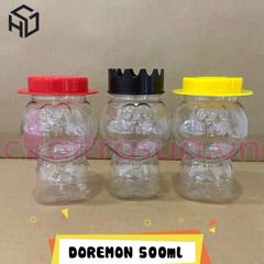 Giá Sỉ Bành 60 Hủ Nhựa 500ml đựng trà sữa,nước ép, bánh kẹo, ăn vặt Mèo Doremon Cổ To 62mm Không In