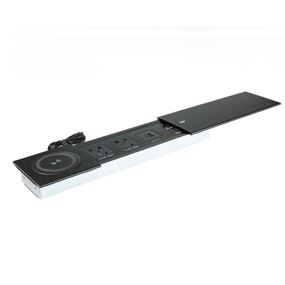 Sạc không dây, sạc USB kèm ổ cắm 220V tích hợp bàn làm việc trong thiết kế nội thất, decor - PKNT-015