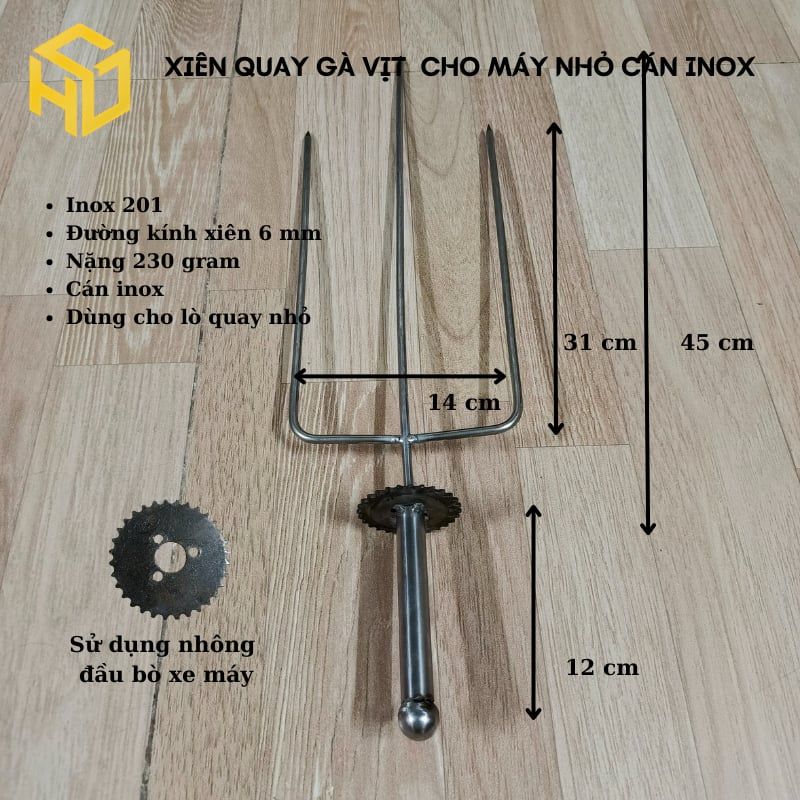 Xiên nướng thịt chả, xiên nướng chim cút, gà vịt, cá lóc dùng lò quay tự động, đầy đủ mã cán inox