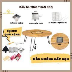 Bàn nướng gấp gọn tiện lợi - Bàn nướng than BBQ ngoài trời, dã ngoại, tiệc tại nhà, quán vỉa hè