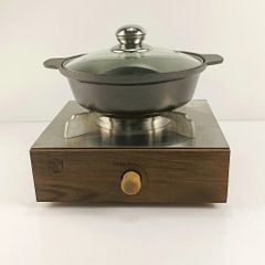 Nồi mì cay, nồi kho cá chất liệu nhôm đúc nguyên khối nắp kính núm inox, giữ nhiệt tốt size 16 &18cm