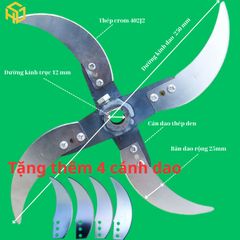 Dao xay rau củ làm thức ăn cho gia cầm gia súc loại cán dao thép đen (Tặng kèm 4 dao)